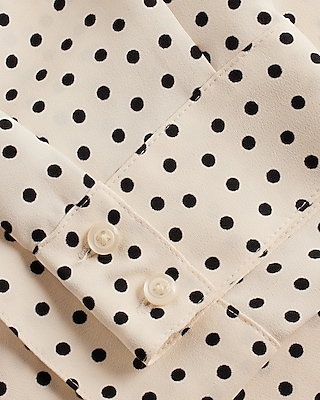 Slim Polka Dot Ruffle Neck Portofino Shirt