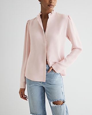 Relaxed Ruffle Neck Portofino Shirt