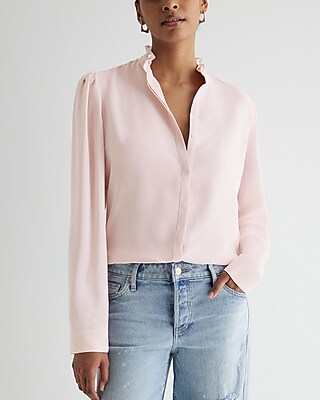 Relaxed Ruffle Neck Portofino Shirt