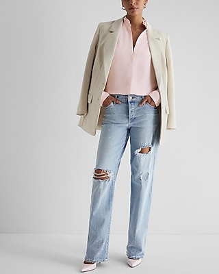 Relaxed Ruffle Neck Portofino Shirt