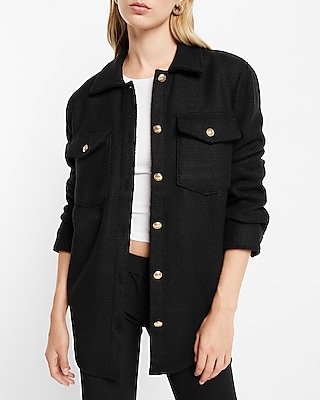 Tweed Novelty Button Oversized Shacket Express