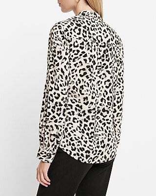 LS VNECK SCARF TIE PORTO CATRA LEOPARD 9708707:PRINT-NEUTRAL:XS