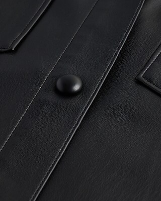 Faux Leather Drop Shoulder Oversized Shacket