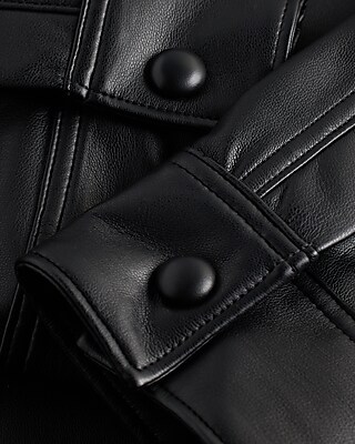Faux Leather Drop Shoulder Oversized Shacket