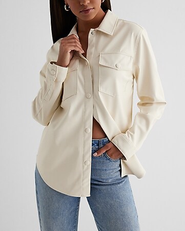 Women\'s White Shackets, Shirt Express Jackets 