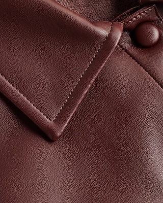 Faux Leather Drop Shoulder Oversized Shacket