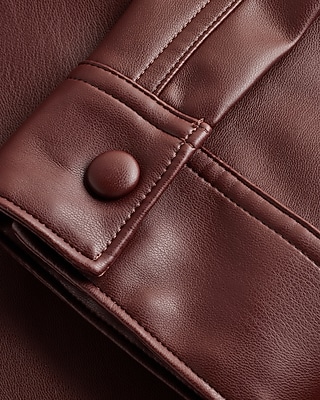 Faux Leather Drop Shoulder Oversized Shacket