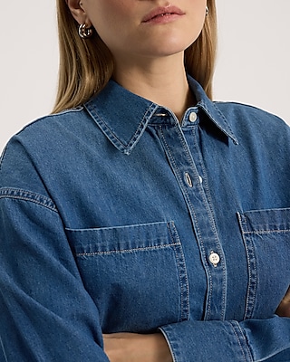 Denim Double Pocket Boyfriend Portofino Shirt