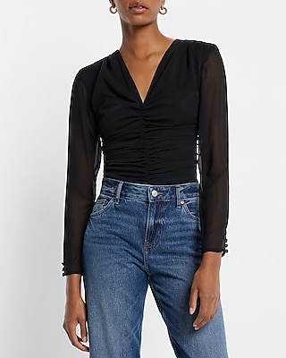 Ruched front top long sleeve online