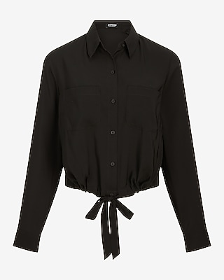 Relaxed Cinched Tie Bottom Portofino Shirt