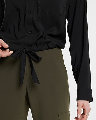 Relaxed Cinched Tie Bottom Portofino Shirt