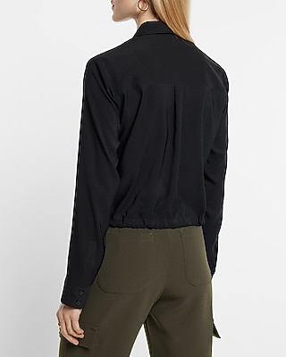 Relaxed Cinched Tie Bottom Portofino Shirt