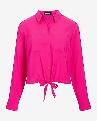 Relaxed Cinched Tie Bottom Portofino Shirt