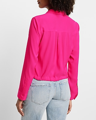 Relaxed Cinched Tie Bottom Portofino Shirt