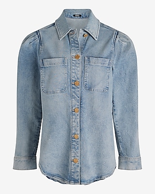 Denim Puff Sleeve Shacket