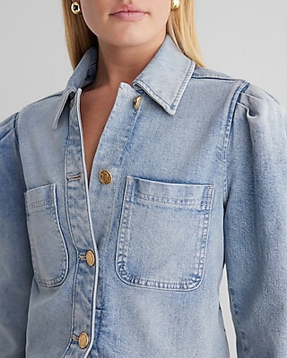 Denim Puff Sleeve Shacket