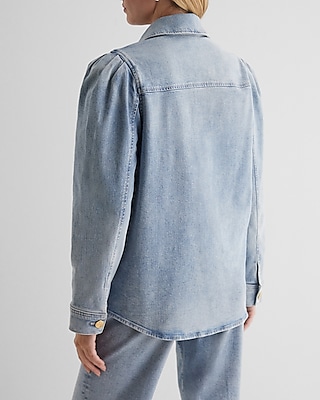 Denim Puff Sleeve Shacket