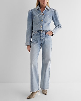 Denim Puff Sleeve Shacket