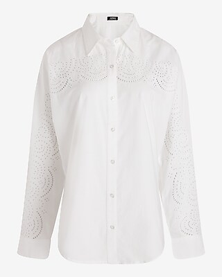 EC EX ECLECTIC POPLIN SHIRT WITH PLACED LACE 9709397:TRUE WHITE:M