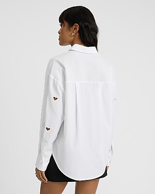 Heart Cutout Boyfriend Portofino Shirt | Express