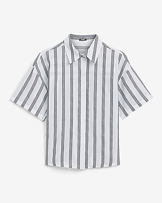 Striped Short Sleeve Boyfriend Shirt
