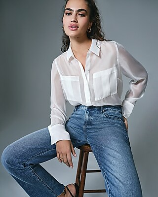 Best Loved Sheer Double Pocket Portofino Shirt