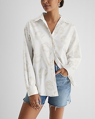 OVERSIZED COTTON POPLIN SHIRT OLLIE FLORAL 9709463:PRINT-NEUTRAL:XS