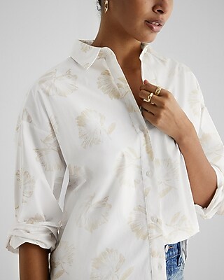 OVERSIZED COTTON POPLIN SHIRT OLLIE FLORAL 9709463:PRINT-NEUTRAL:XS