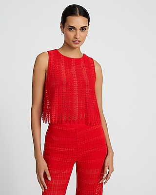 Sheer Lace Crew Neck Tank