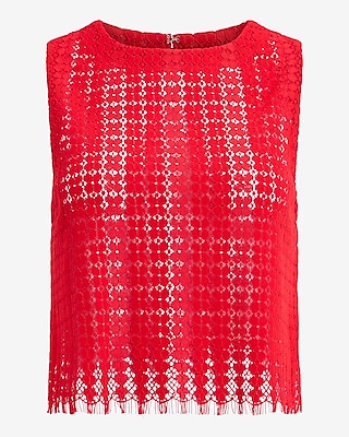 Sheer Lace Crew Neck Tank