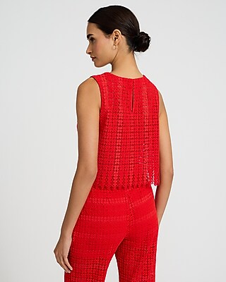 Sheer Lace Crew Neck Tank