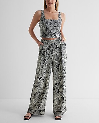Floral Square Neck Cropped Tank