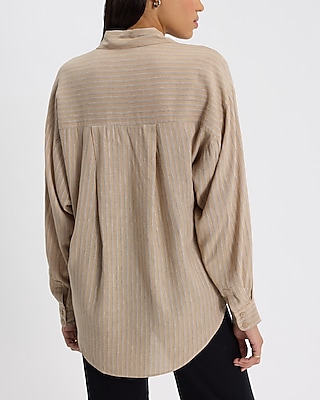 Striped Linen-Blend Boyfriend Portofino Shirt