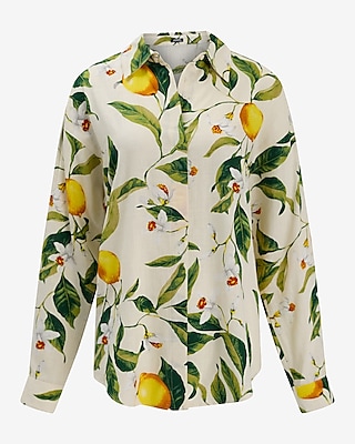 Printed Linen-Blend Boyfriend Portofino Shirt