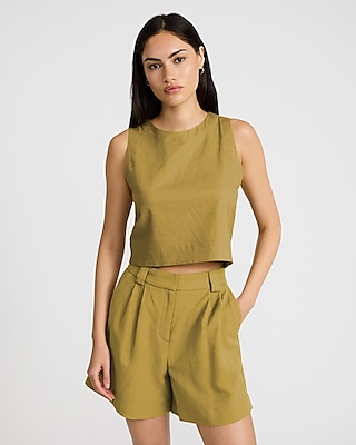 Linen-blend Cutout Blazer Vest