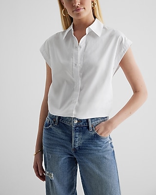 Poplin Detachable Sleeve Button Up Shirt