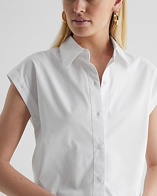 Poplin Detachable Sleeve Button Up Shirt