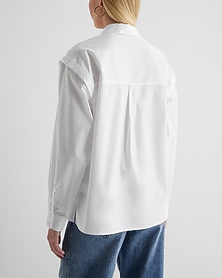 Poplin Detachable Sleeve Button Up Shirt