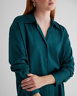 Satin Boyfriend Portofino Shirt | Express 