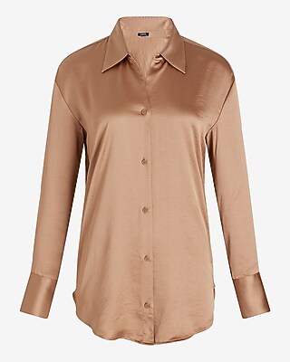 Satin Boyfriend Portofino Shirt | Express