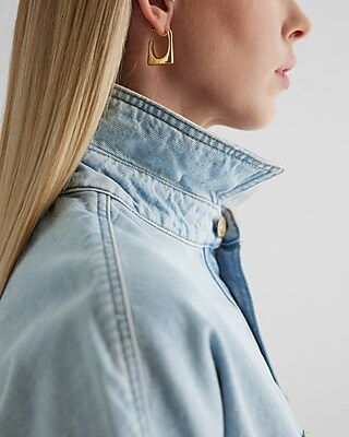 Denim Drop Shoulder Front Pocket Shacket - image 4