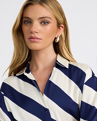 Silky Striped Long Sleeve Shirt