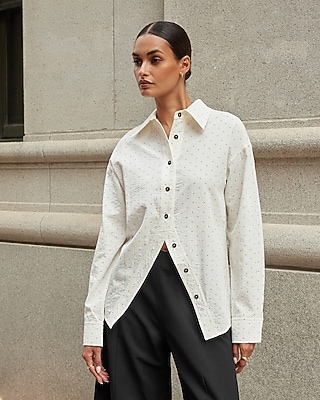 Polka Dot Split Hem Shirt