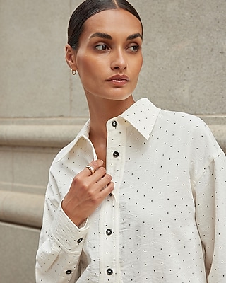 Polka Dot Split Hem Shirt