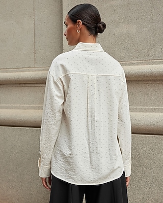 Polka Dot Split Hem Shirt