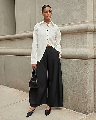 Polka Dot Split Hem Shirt