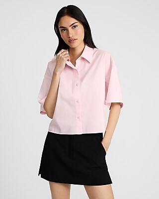 Short Sleeve Cropped Boyfriend Portofino Shirt