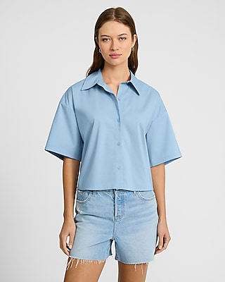 Short Sleeve Cropped Boyfriend Portofino Shirt
