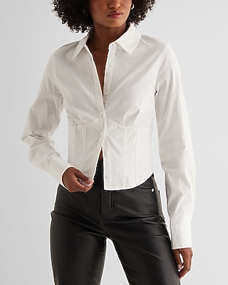 Long Sleeve Button Up Corset Shirt