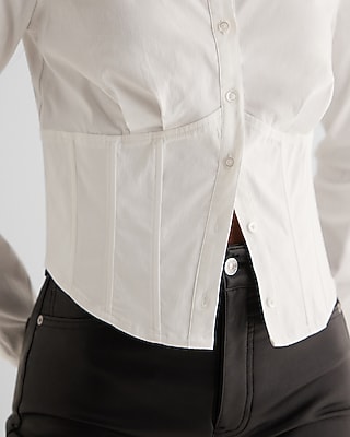 Long Sleeve Button Up Corset Shirt